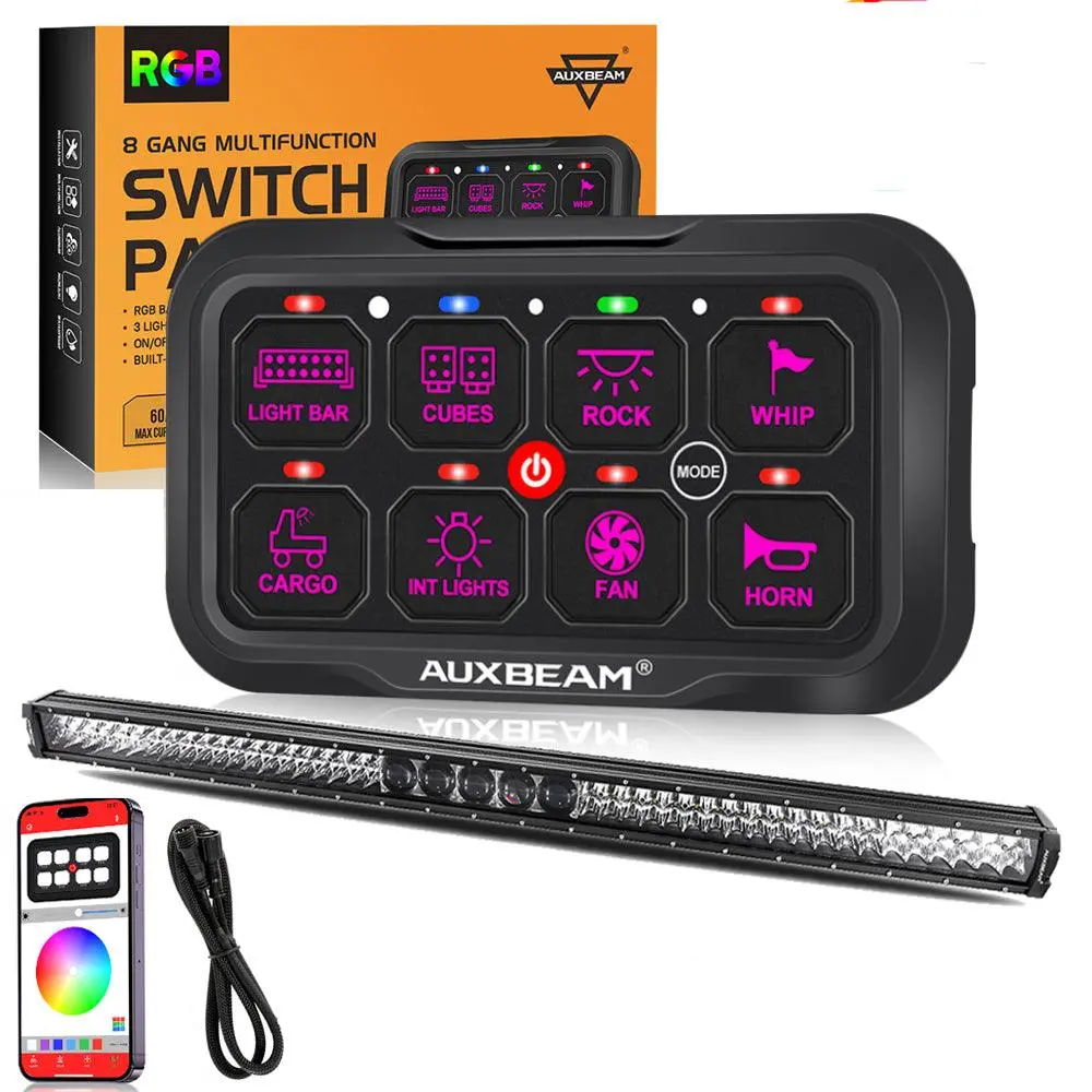 Ar-800 Rgb Switch Panel With App+52 Inch 5D-Pro Led Light Bar, Toggle/ Momentary/ Pulsed Mode Supported 1