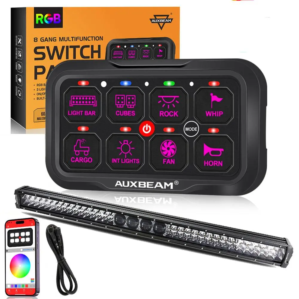 Ar-800 Rgb Switch Panel With App+32 Inch 5D-Pro Led Light Bar, Toggle/ Momentary/ Pulsed Mode Supported 1