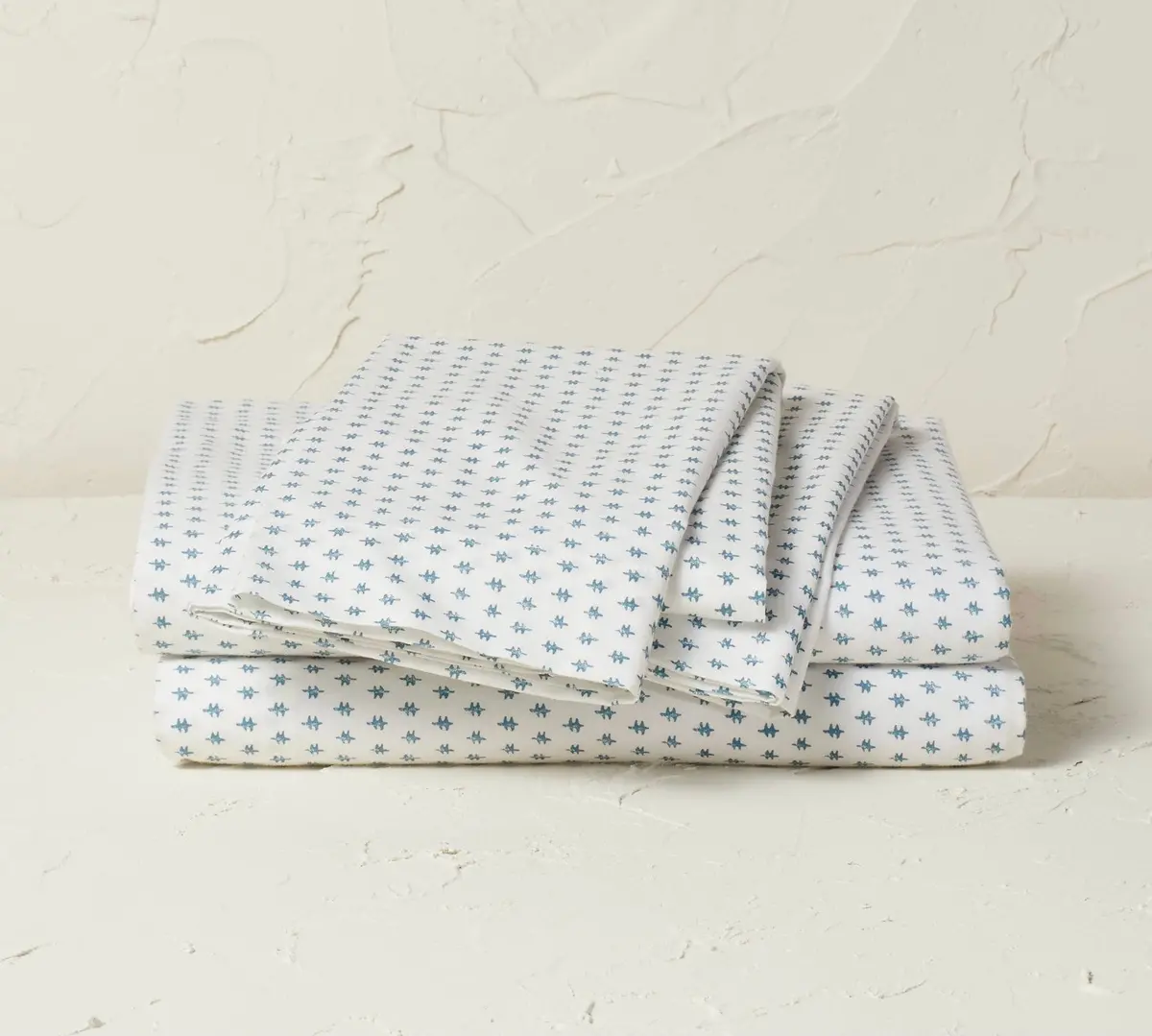 Full Printed Cotton Percale Sheet Set - Teal Dash 1