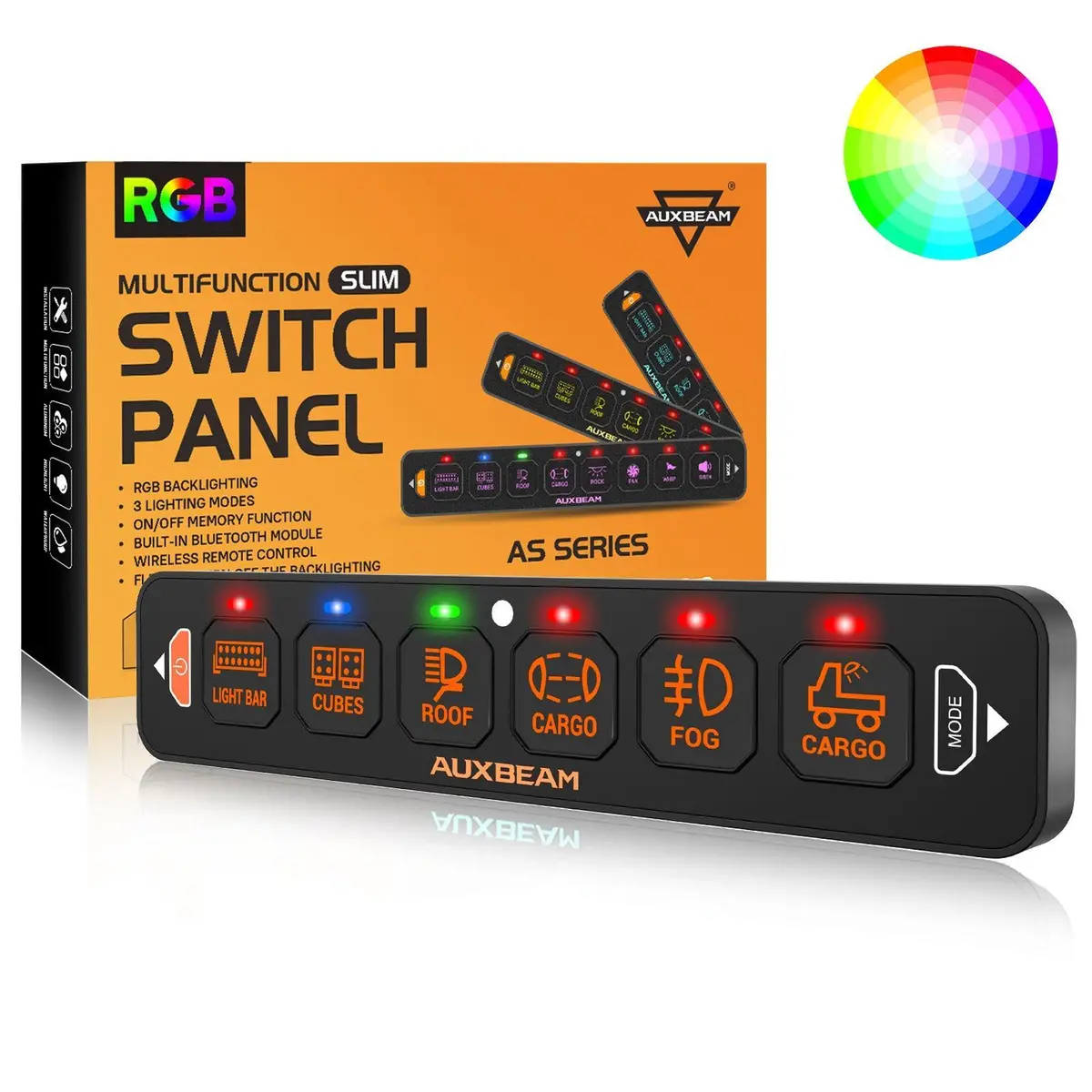 As Series 6 Gang (As-R60) Rgb Slim Switch Panel, Toggle/ Momentary/ Pulsed Mode Supported(One-Sided Outlet) 1