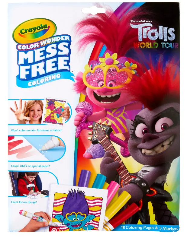 Crayola Color Wonder Trolls Coloring Set 18 Pages 1