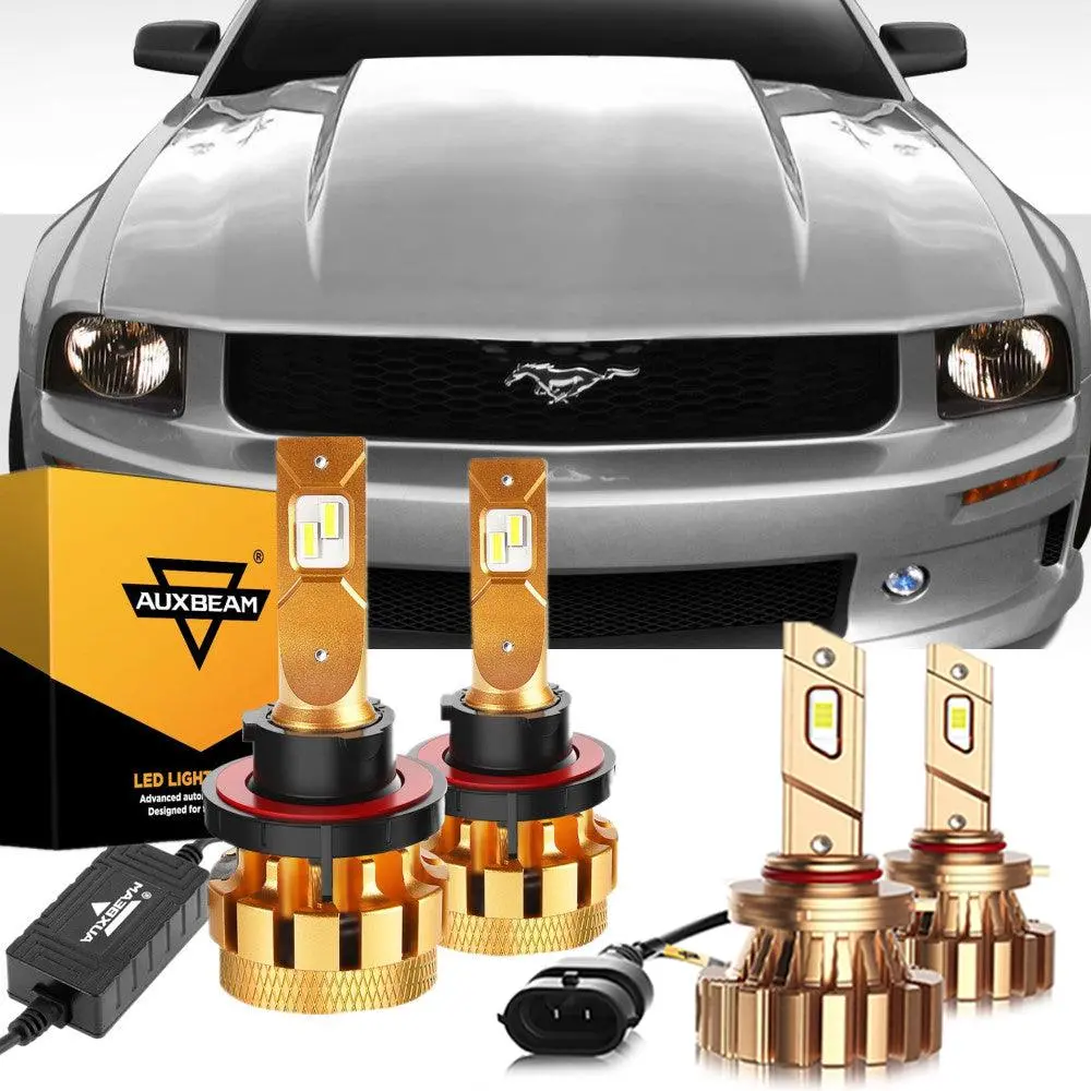 For 2005-2006 Ford Mustang(Gt) F-16 Plus Series Built-In Canbus Automotive Grade 14000Lm Led Light Bulbs High Low Beam Bundle 2