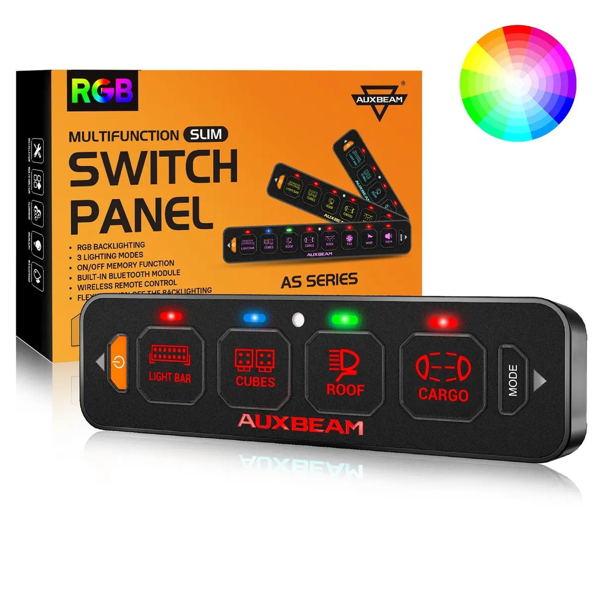 As Series 4 Gang (As-R40) Rgb Slim Switch Panel, Toggle/ Momentary/ Pulsed Mode Supported(One-Sided Outlet) 1