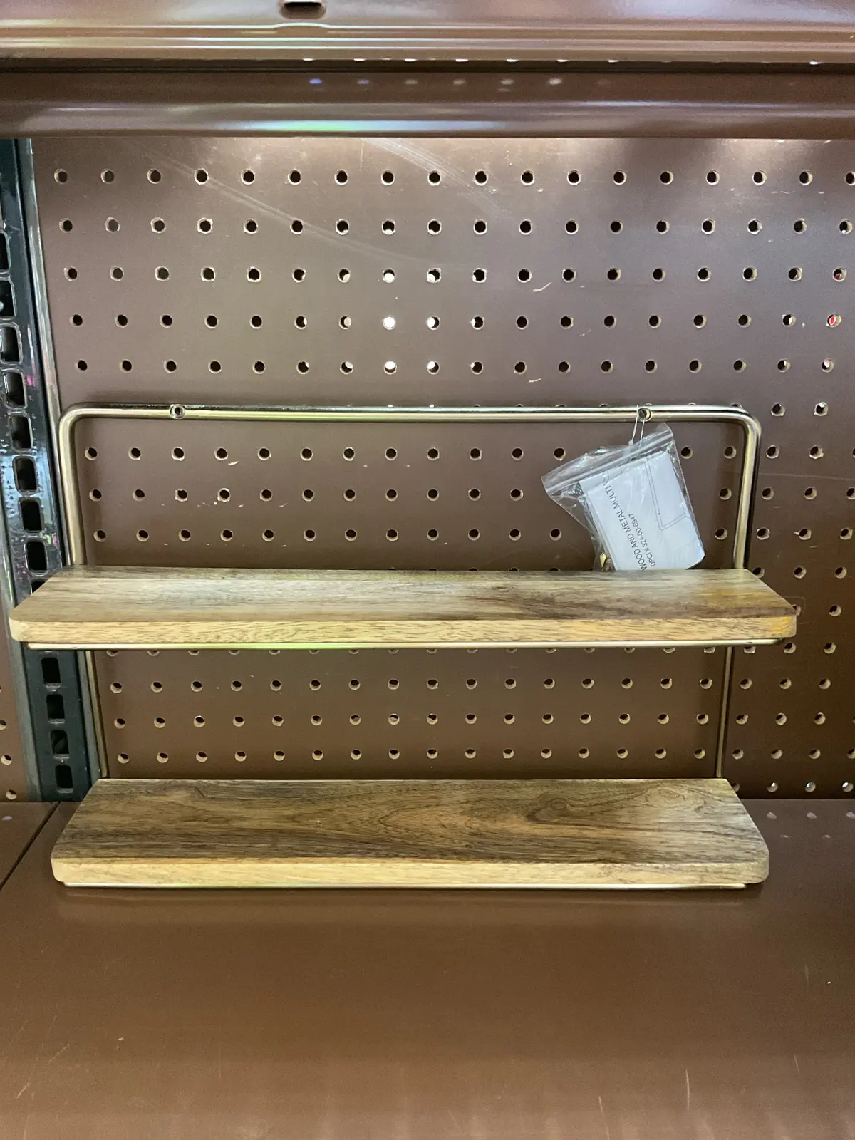 16" Wood & Brass Double Wall Shelf 1