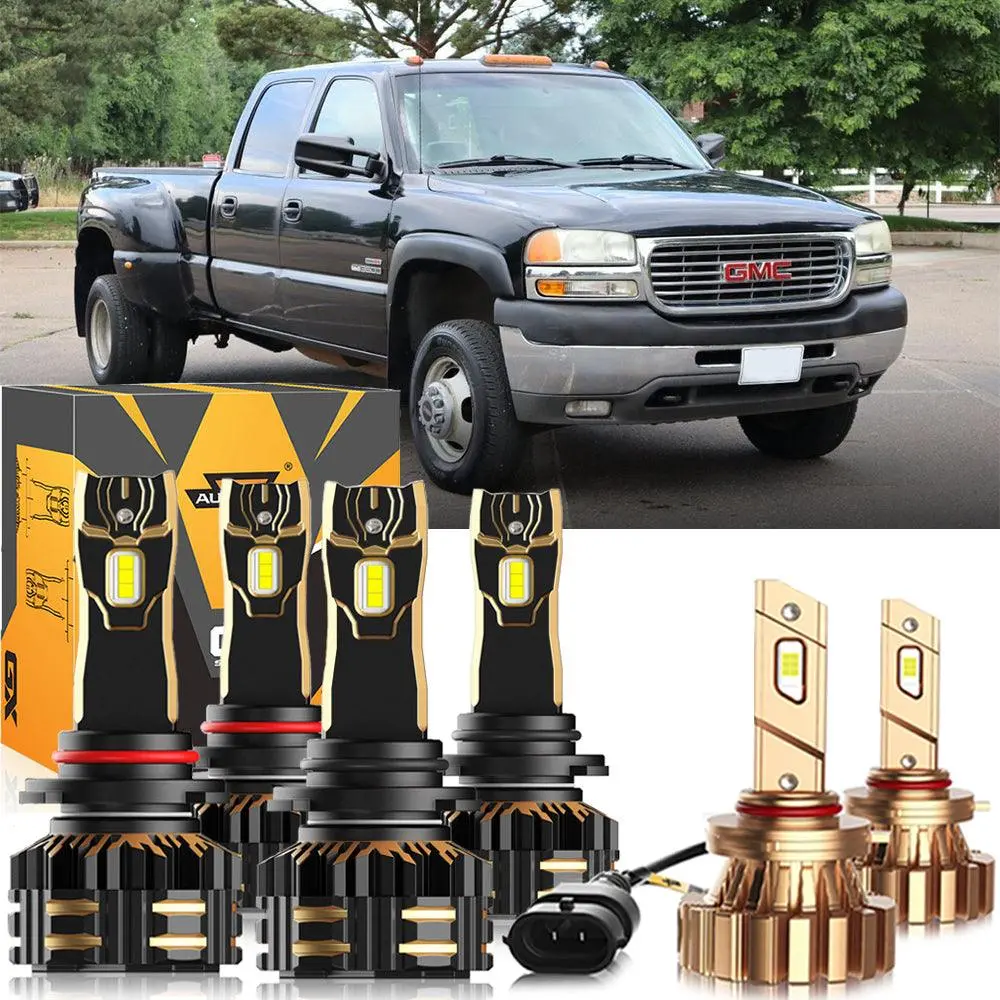 For 2003-2006 Gmc Sierra 3500 9005 9006 Led Headlight Bulbs Bundle 2