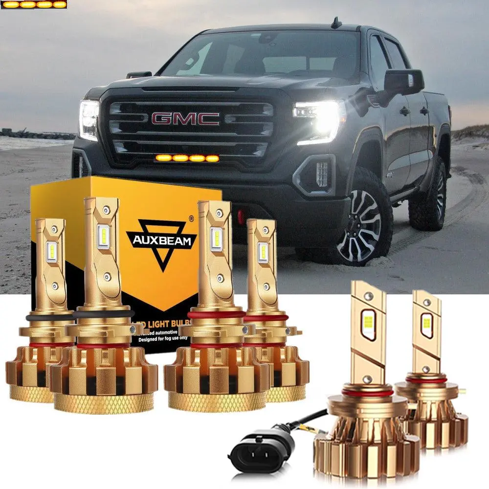 For 2003-2006 Gmc Sierra 1500 (Base Ht Sl Sle Slt Wt Hybrid) F-16 Plus Series Built-In Canbus Automotive Grade 14000Lm Led Light Bulbs High Low Beam Bundle 2