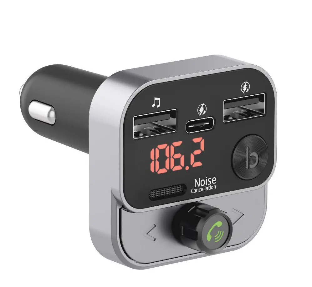 Wireless Bluetooth Fm Transmitter With Usb-C And Usb-A Port - Black 1