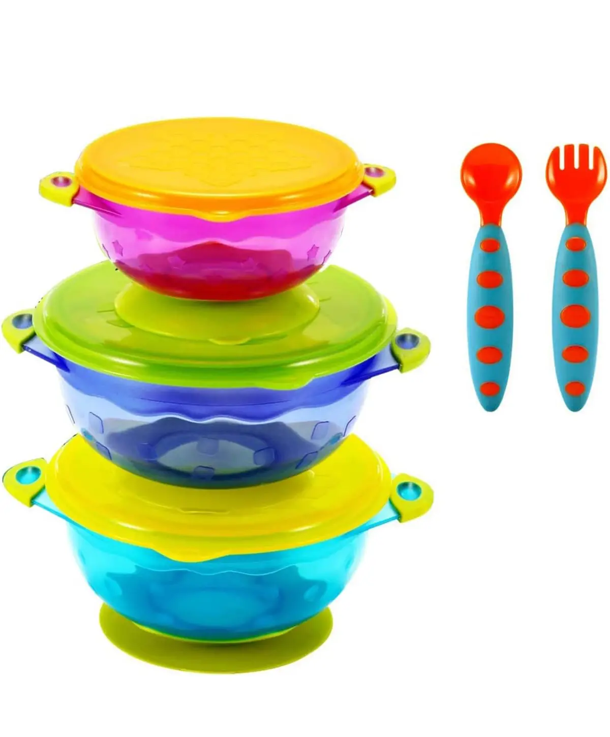 Spill Proof Stackable Baby Suction Bowls 3Pk 1