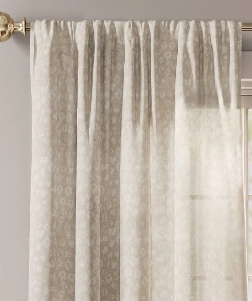54"X63" Light Filtering Printed Farrah Curtain
Panel Cream 1