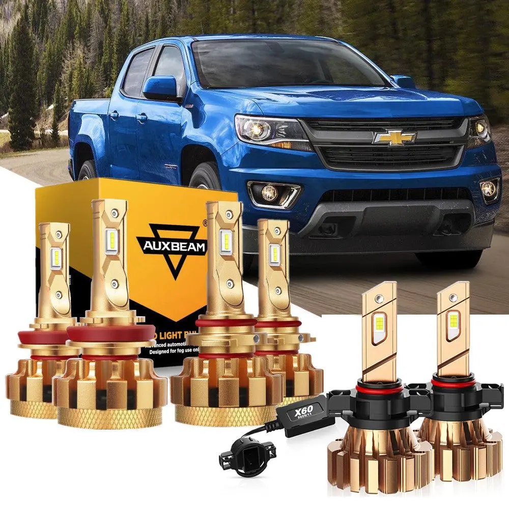 For 2015-2019 Chevrolet Colorado F-16 Plus Series Built-In Canbus Automotive Grade 14000Lm Led Light Bulbs High Low Beam Bundle 2