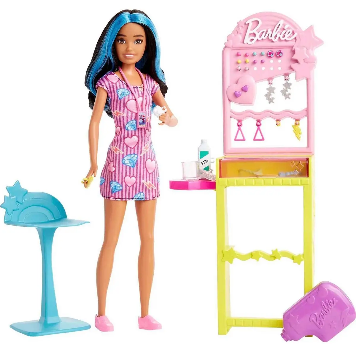 Barbie Skipper Doll And Ear-Piercer Set With Piercing Tool And Accessories First Jobs 1