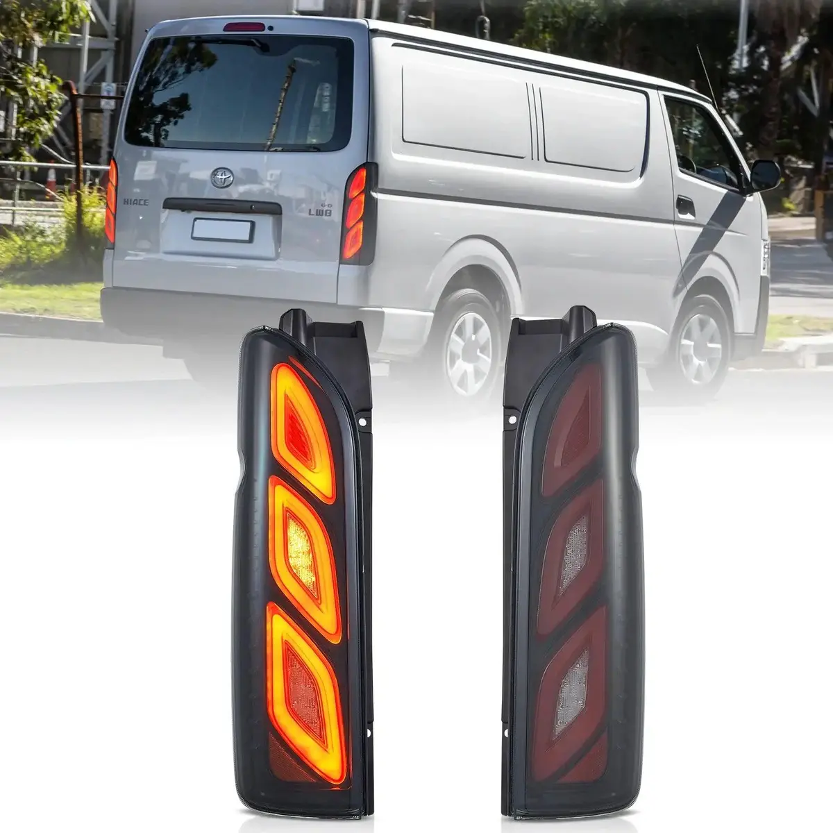 Led Tail Lights Assembly W/Animation Drl For 2005-2018 Toyota Hiace 5Th Gen (H200） 1