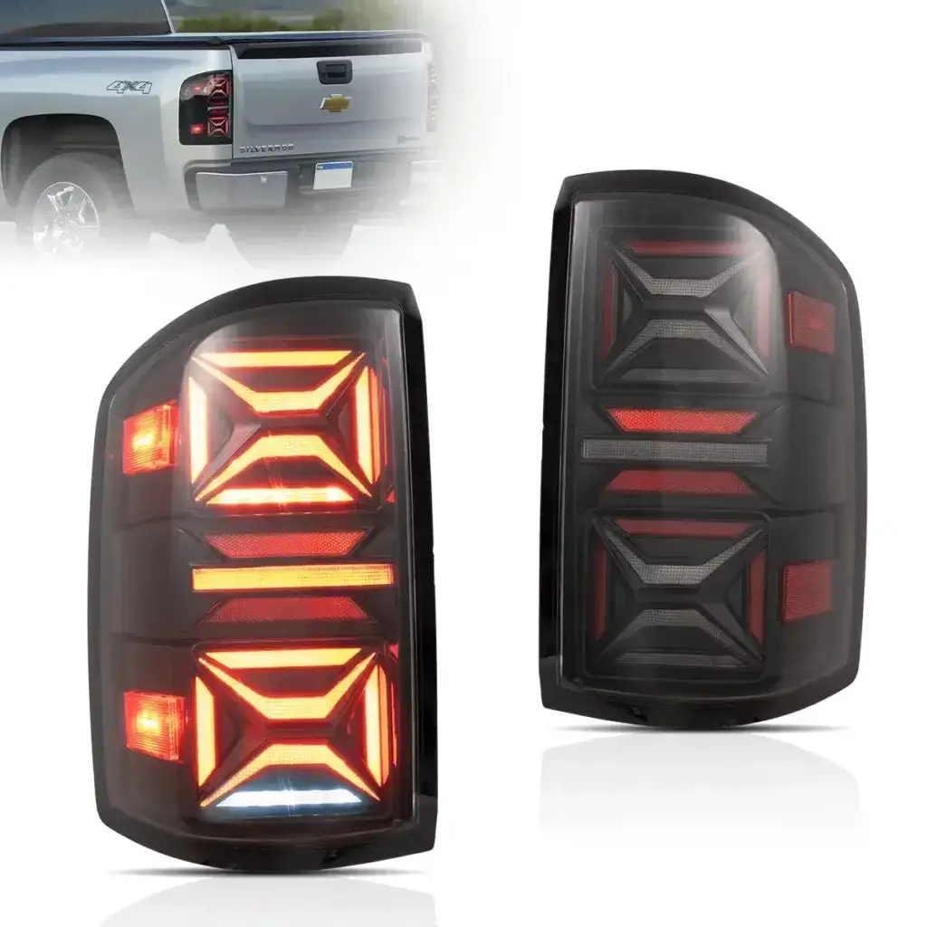 Led Tail Light Assembly With Red Turn Signal Clear For 2007-2013 Chevrolet Silverado 1500 2500Hd 3500Hd & 2007-2010 Gmc Sierra 1500 2500Hd 3500Hd Dually 1