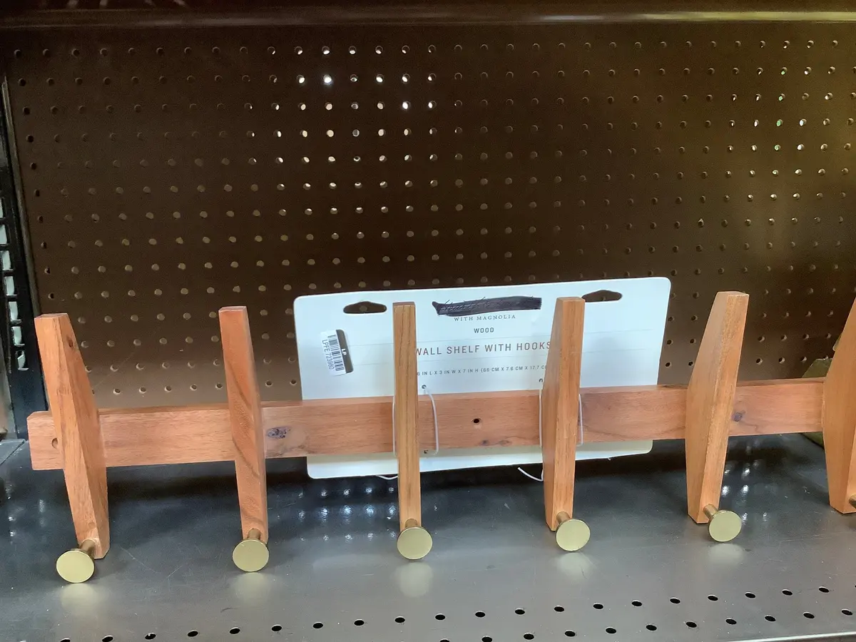 26" Wood & Brass Hook Rail 1