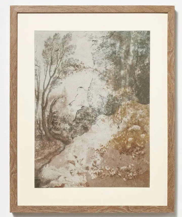 16" X 20" Ancient Fresco Linen Framed Wall Art Print 1