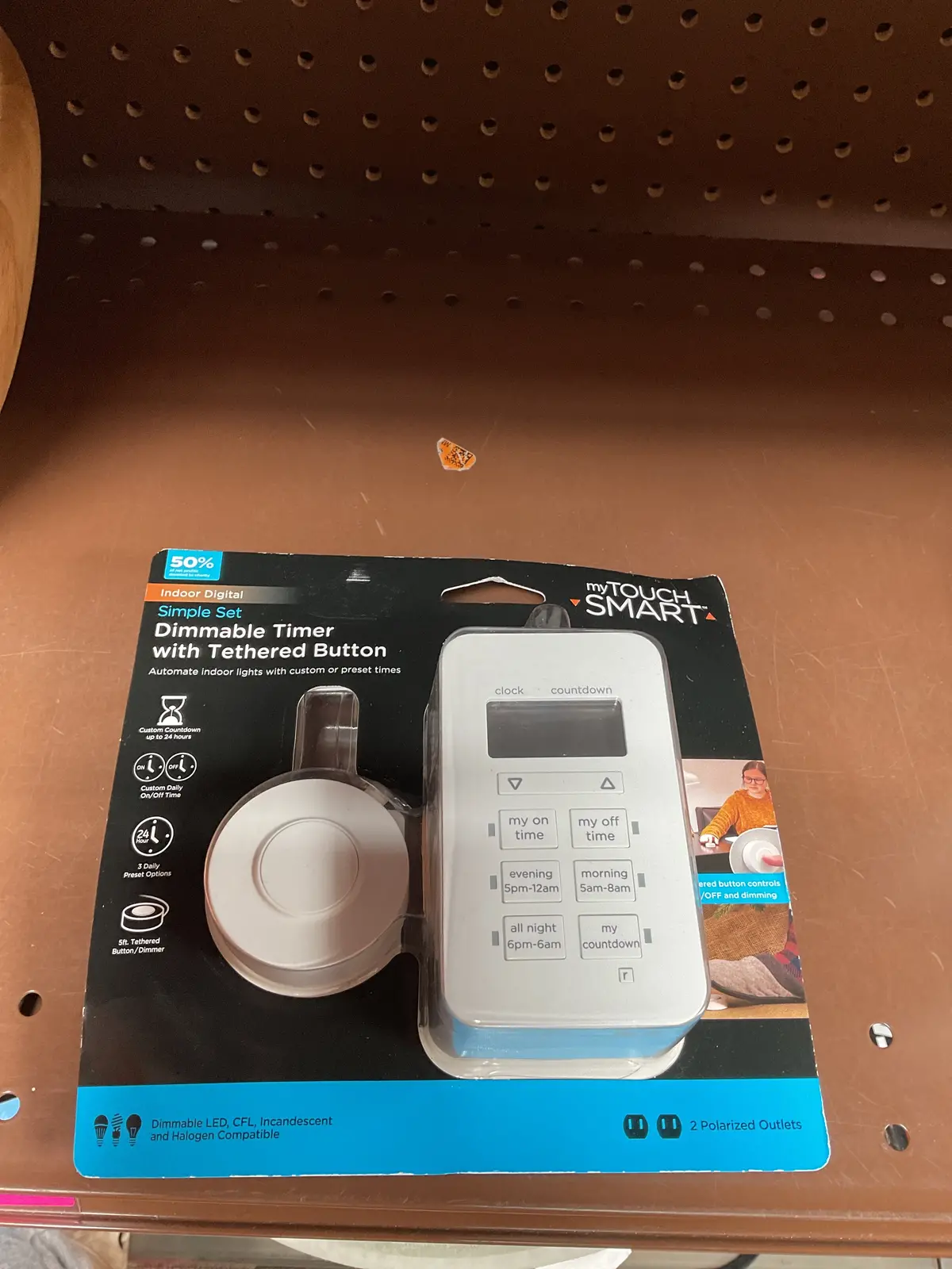 Mytouchsmart Digital Dimmable Timer Polarized 2-Outlets
Presets On/Off Tether White 1