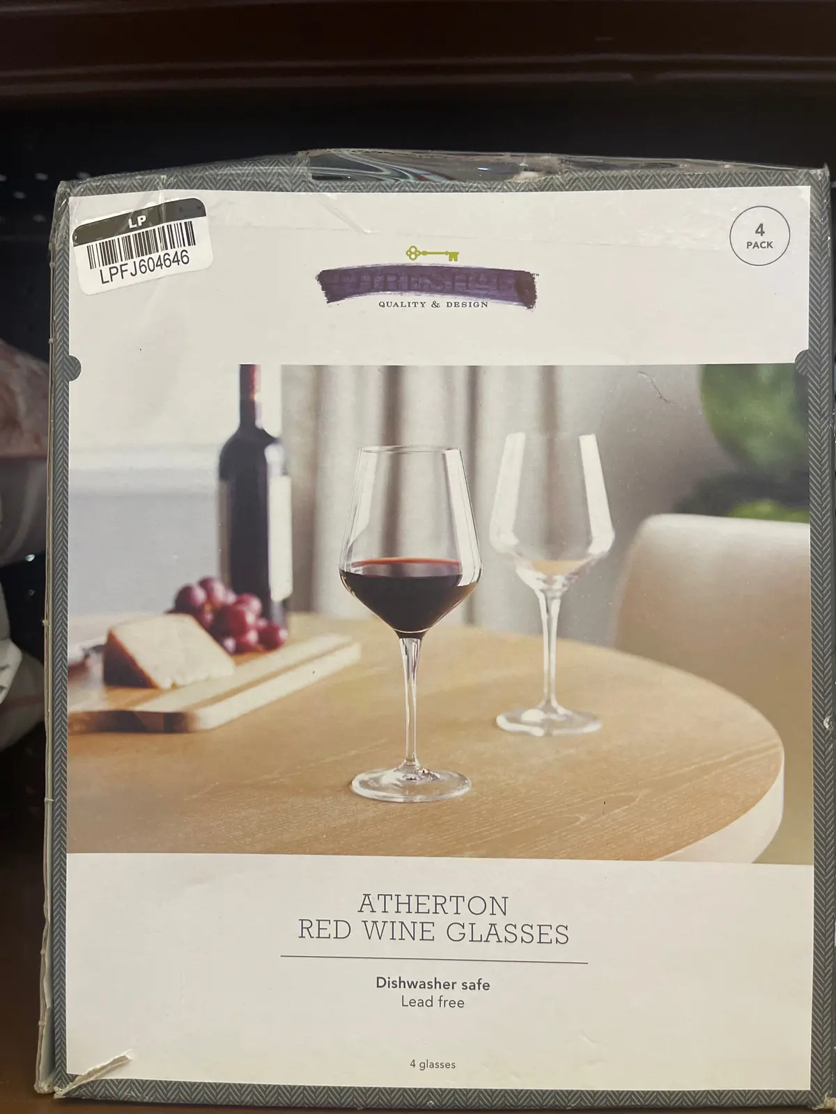 Missing Two Glasses!!!!! 22Oz 4Pk Glass Atherton Red Wine Glasses 1