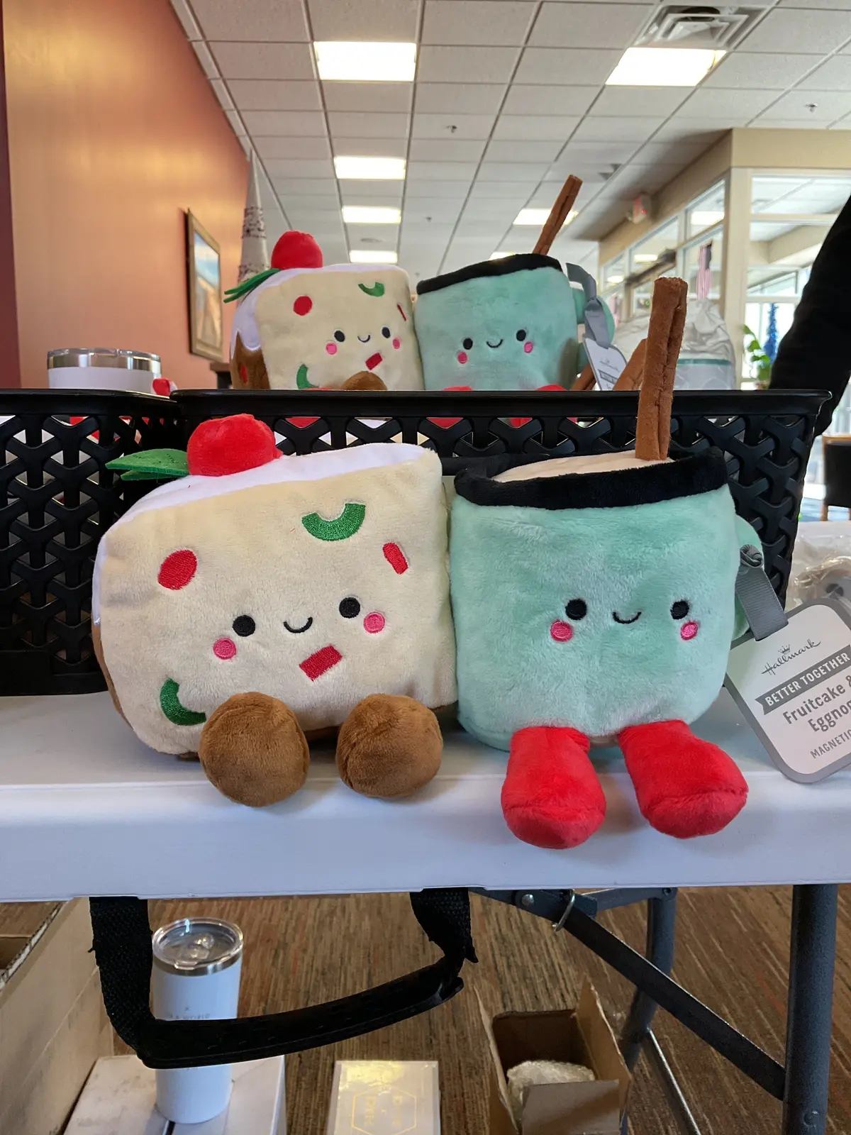 National Brand Christmas Better Together Fruitcake & Eggnog Magnetic Plush 1