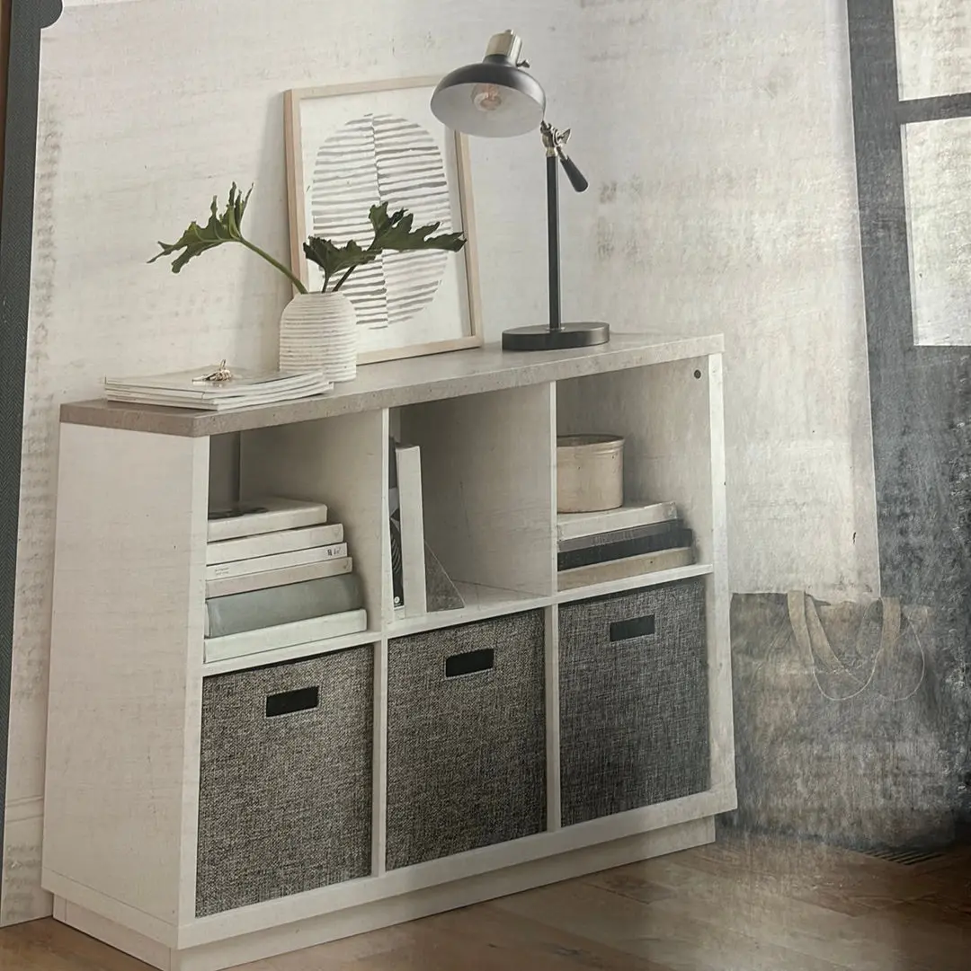 6 Cube Organizer With White Faux Concrete Top 1