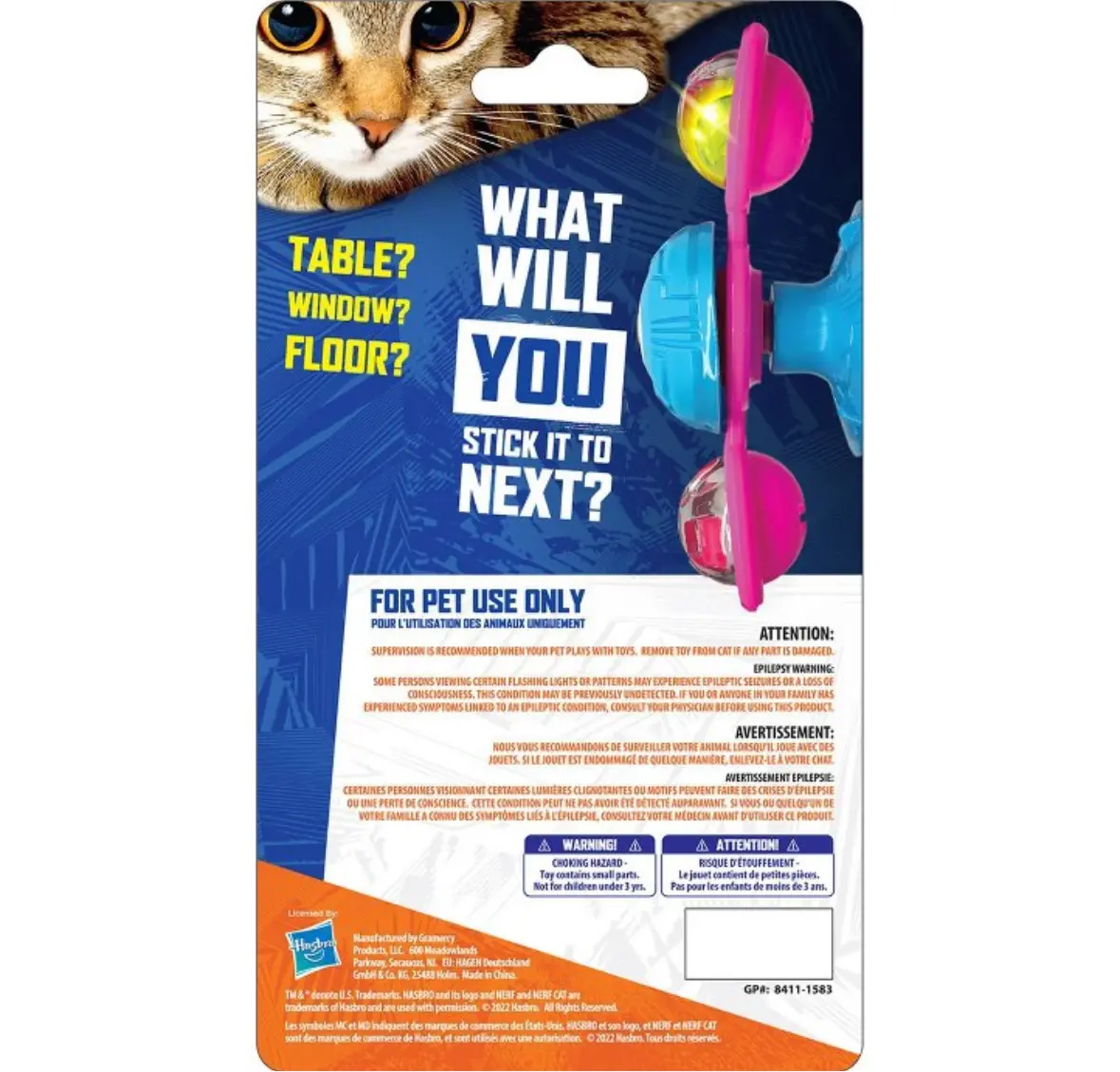 Nerf Cat 360 Rattle Spinner With Bell And
Led Cat Toy - Blue/Pink 1