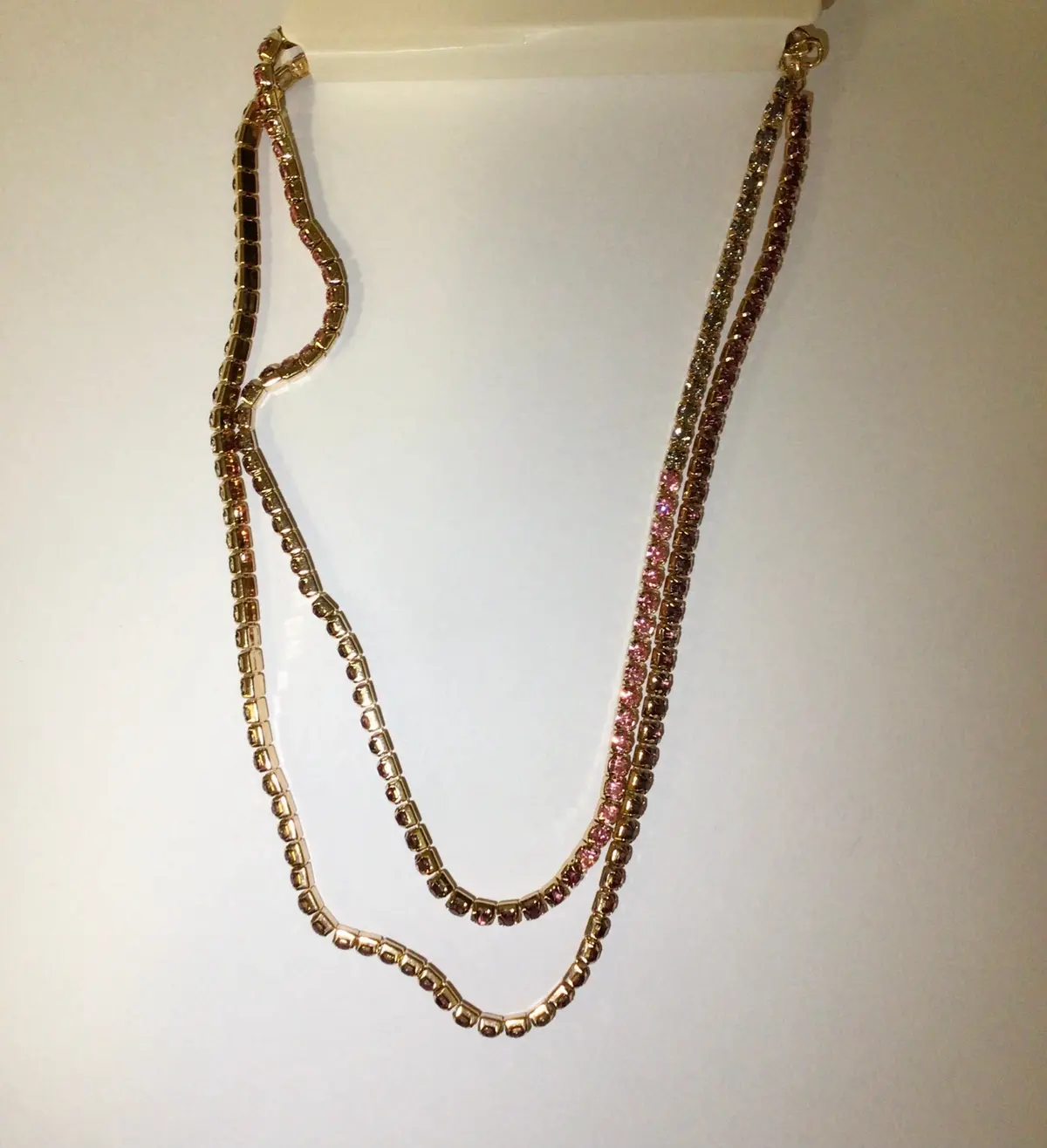 Diamond Tennis Necklace - Pink/Purple 2Pc 1
