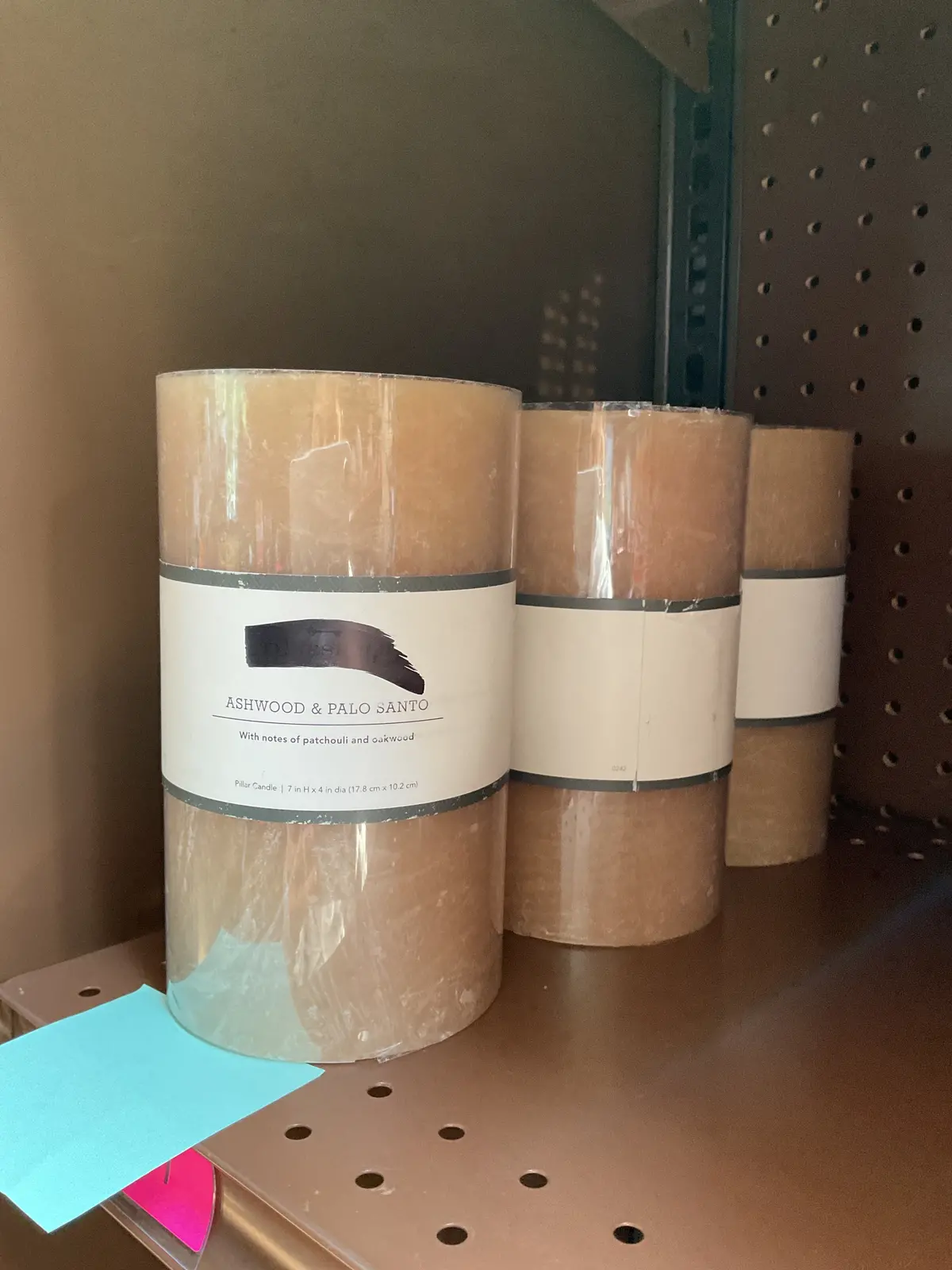7" X 4" Pillar Ashwood And Palo Santo Candle Tan 1