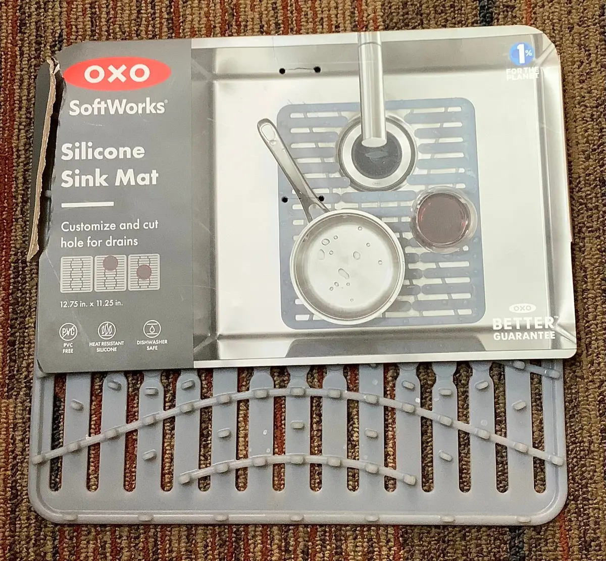 Oxo 11.3" X 12.8" Silicone Sink Mat Gray 1