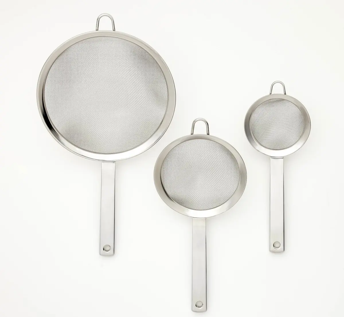 3Pc (3", 5", And 8") Stainless Steel Mesh Strainer Set Silver 1