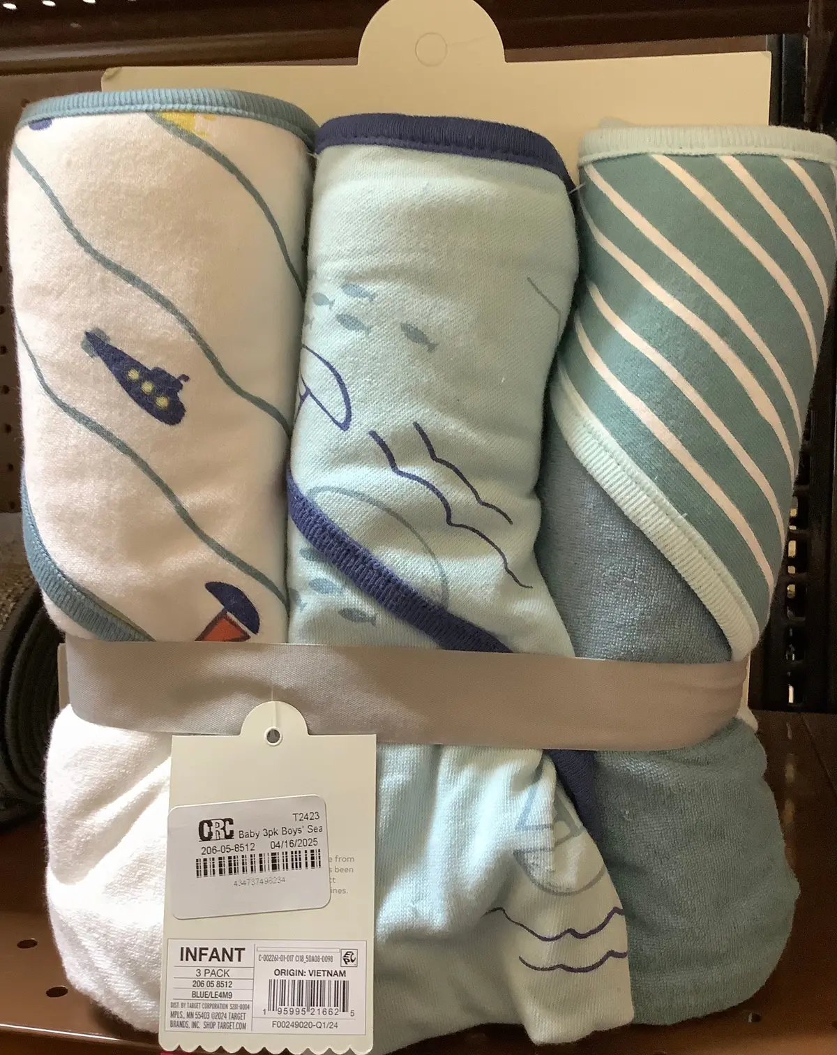 Baby 3Pk Boys' Seaside Hooded Towel 1