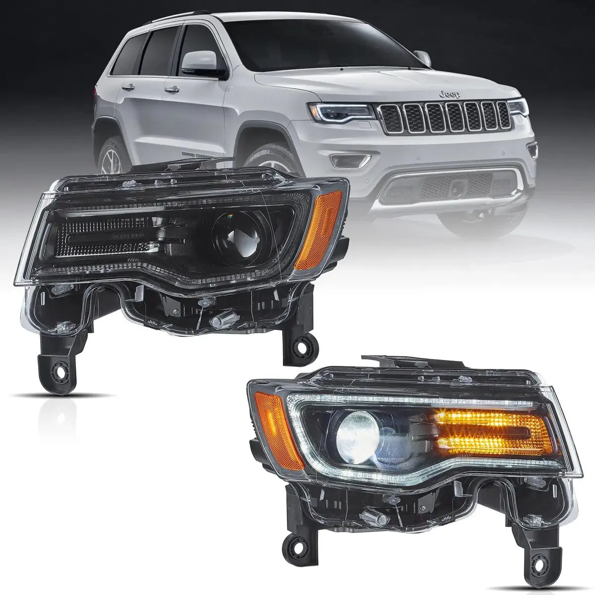 Led Headlight Assembly Full Led With Startup Animation/ Blue Drl For 2014-2022 Jeep Grand Cherokee (Wk2） 1