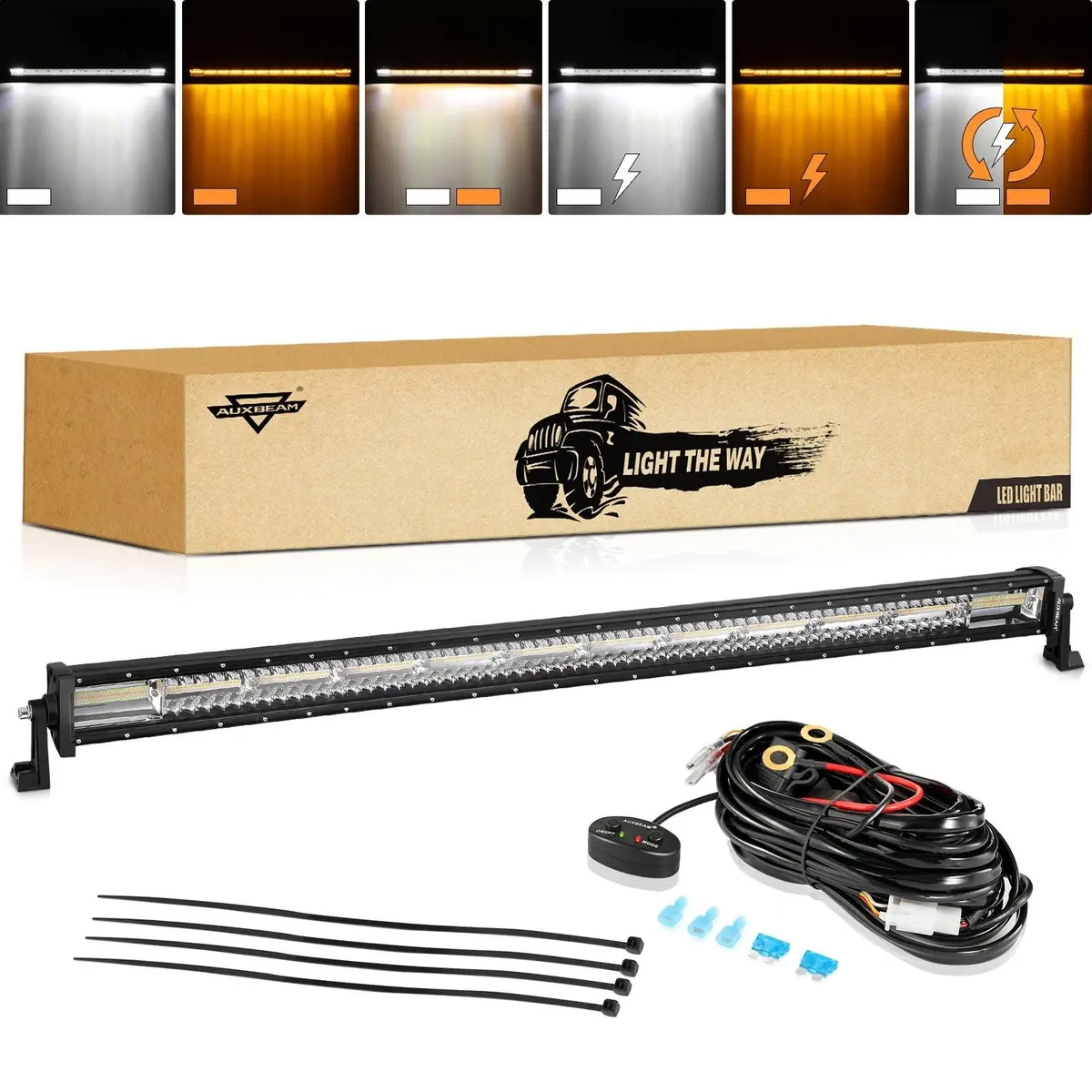 50 Inch 6 Modes White&Amber Straight Off Road Led Light Bar 1