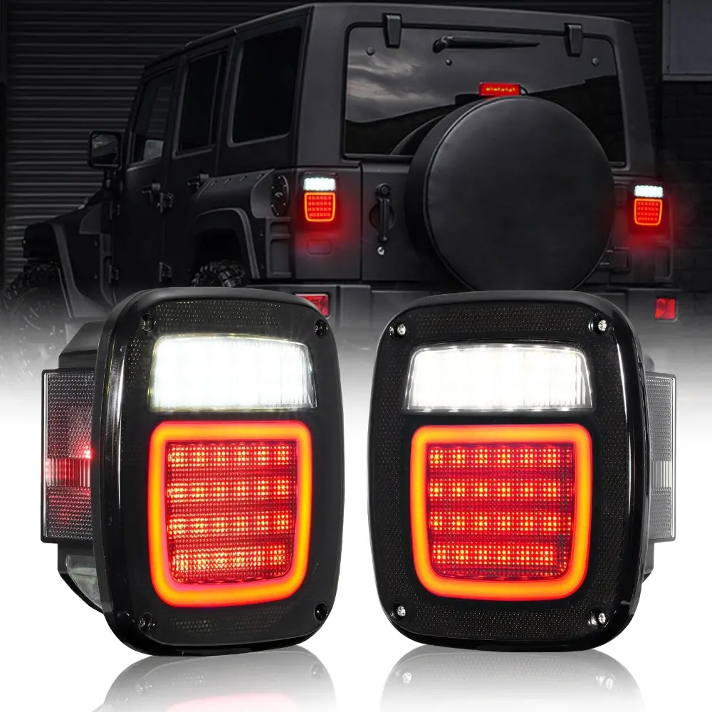 (2Pcs/Set) Universal Tail Lights 83Leds For Jeep Wrangler Yj Tj Cj Truck Trailer Boat (Smoked) 1