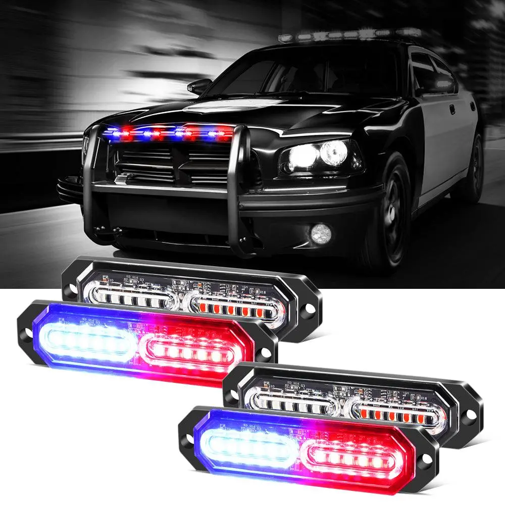 (4Psc/Set) 12Led Emergency Surface Mount Grill Strobe Light For Trucks Vehicles Atv Rv Cars Van 1
