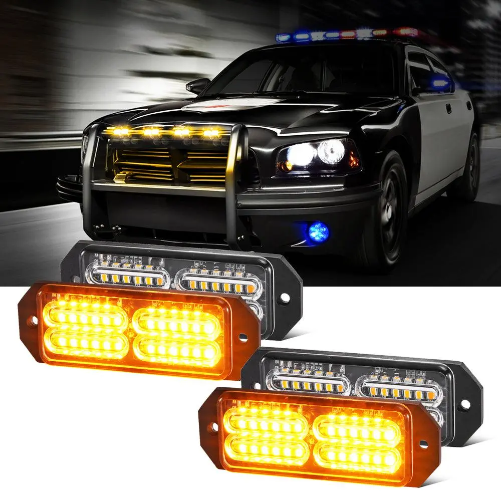 (4Psc/Set) 24Led Emergency Surface Mount Grill Strobe Light For Trucks Vehicles Atv Rv Cars Van 1