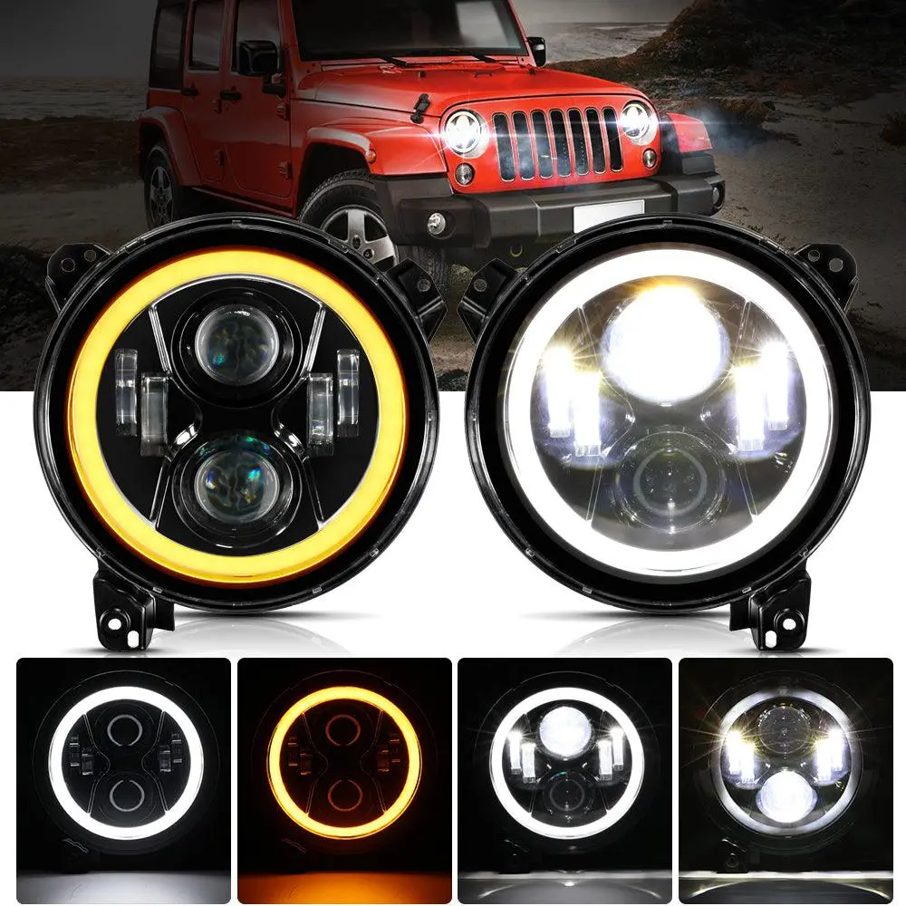 (2Pcs/Set) 9 Inch Led Headlights With Drl Halo Ring For Jeeps Wrangler Jl Jeep Gladiator Jt 2018 2019 2020 2021 2022 1