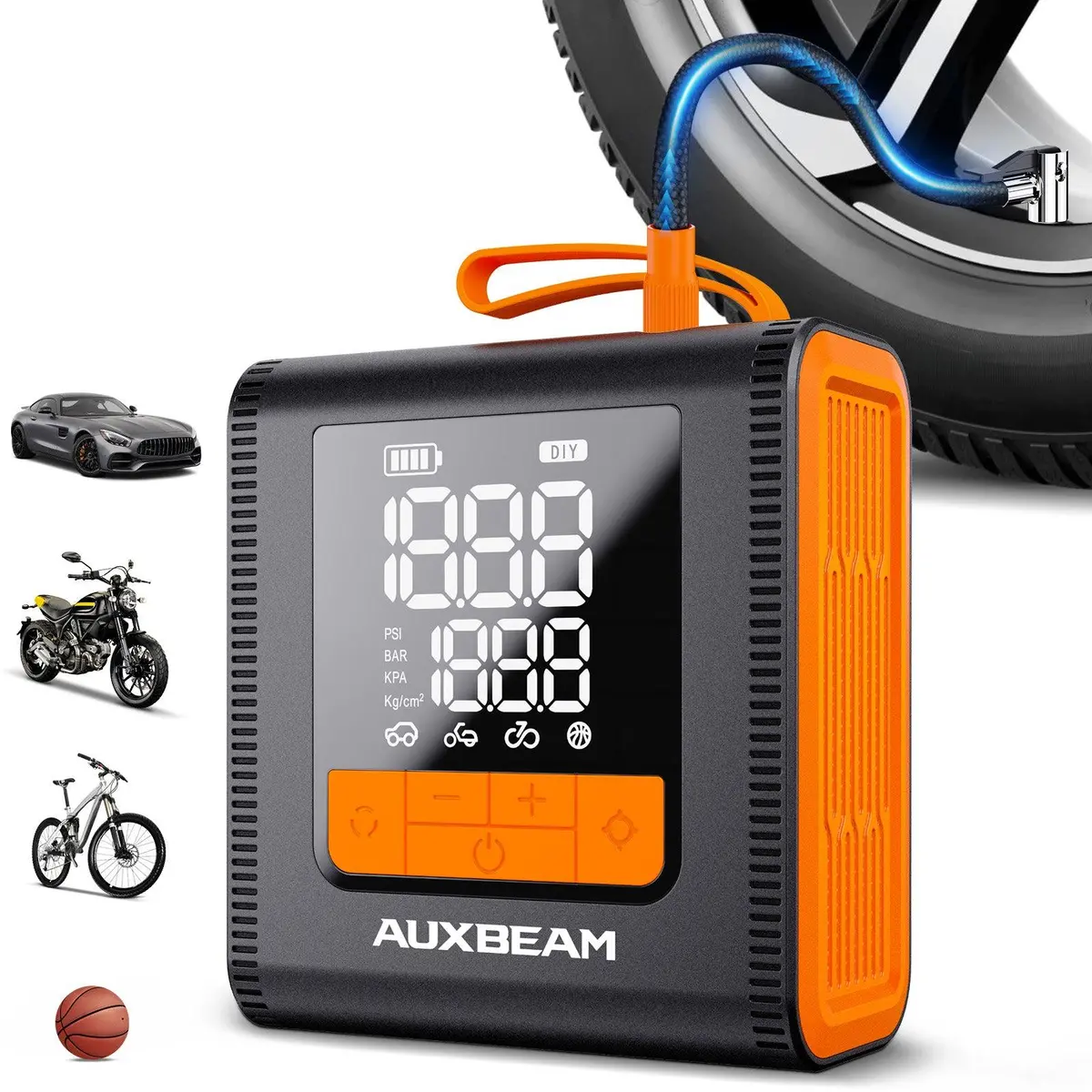 🆕Model-H4 19Mm Cylinder Portable Car Tire Inflator Air Compressor Pump For Pickup Truck Car Motorcycle Bike Ball 1