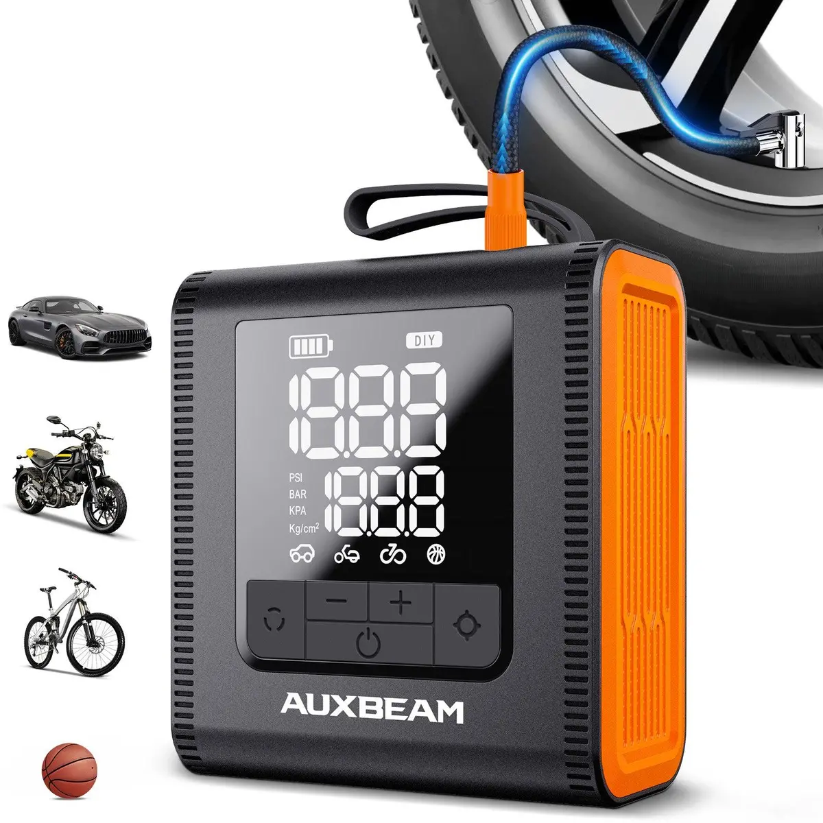 🆕Model-H4 Pro 19Mm Cylinder Portable Car Tire Inflator Air Compressor Pump For Pickup Truck Car Motorcycle Bike Ball 1