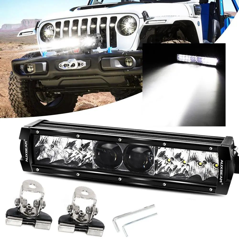 12 Inch 5D-Pro Series 22000Lm Spot Beam Off Road Led Light Bar+Universal Mounting Brackets Adjustable Pillar Hood 1