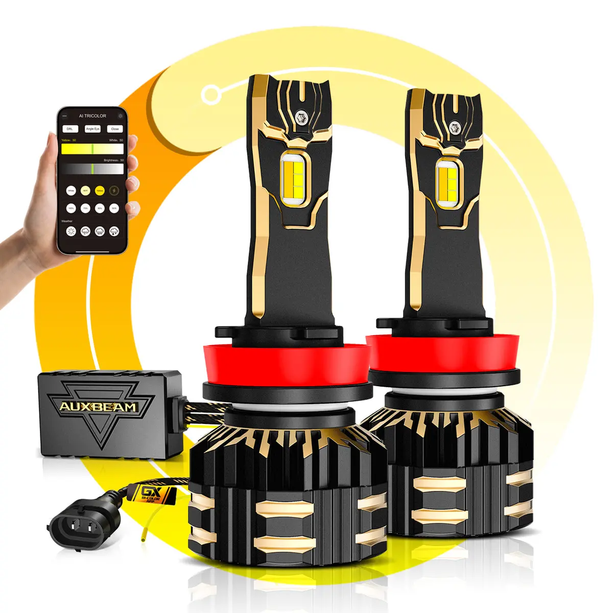 🆕Gx Bi-Color Smart Series 25000Lm 110W Led Headlight Bulbs, With App Control Via Bluetooth & Dual Color Switchback 1