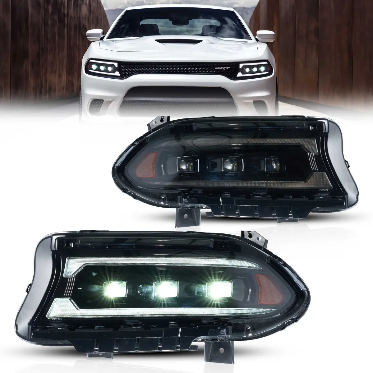 Bi-Led Projectors Headlights Assembly Black For 2015-2023 Dodge Charger 1