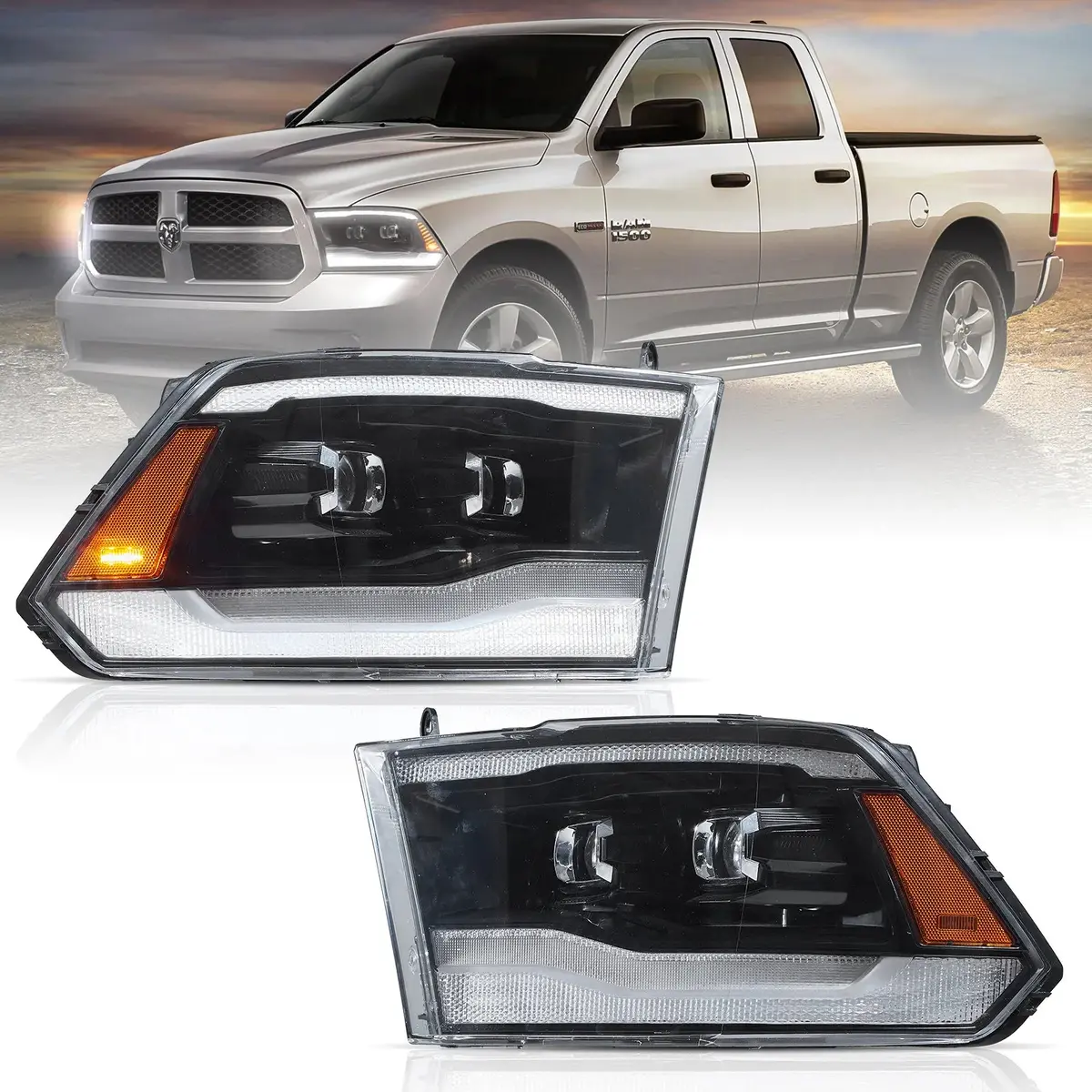 Full Led Headlight Assembly For 2009-2018 Dodge Ram 1500 2500 3500 1