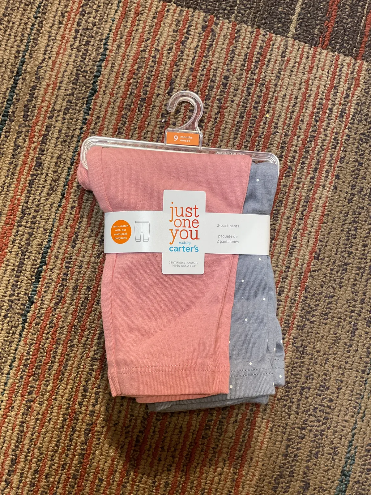 2-Pack Baby Pants 9 Months Pink Gray Polka Dot 1