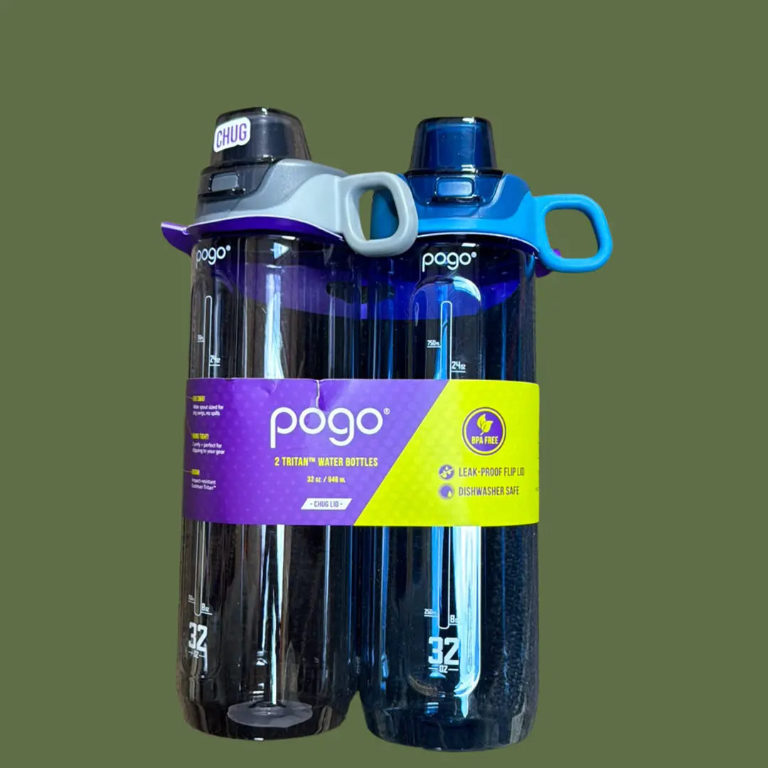 Pogo 32Oz Chug Lid Tritan Water Bottle (Grey/Blue 2-Pack) 1