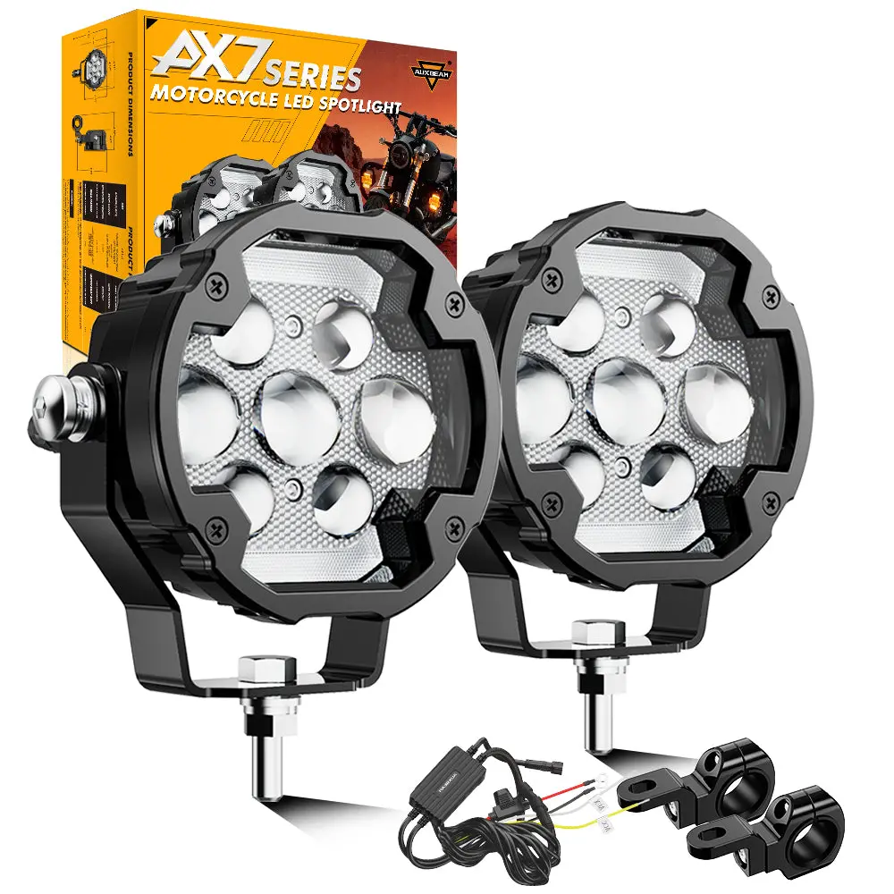 🆕Ax7 Series 4.2 Inch 72W Dual Color Switchback Led Off-Road Lights, 3+4 Modes Driving Fog Light For Motorcycle Offroad Truck Jeep Utv Pickup | 2Pcs/Set 1