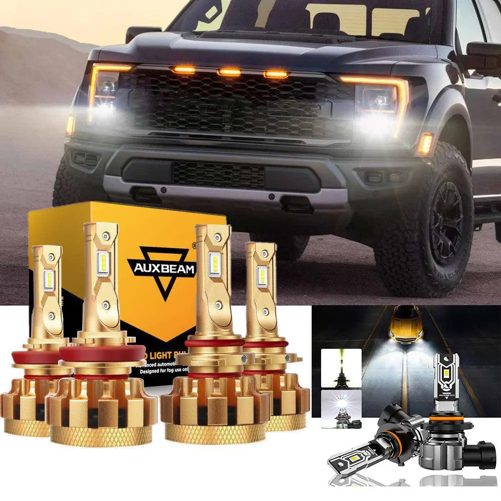 For 2015-2020 Ford F150 F-16 Plus Series 9005+H11 Built-In Canbus Automotive Grade 28000Lm Led Light Bulbs High Low Beam Bundle 1