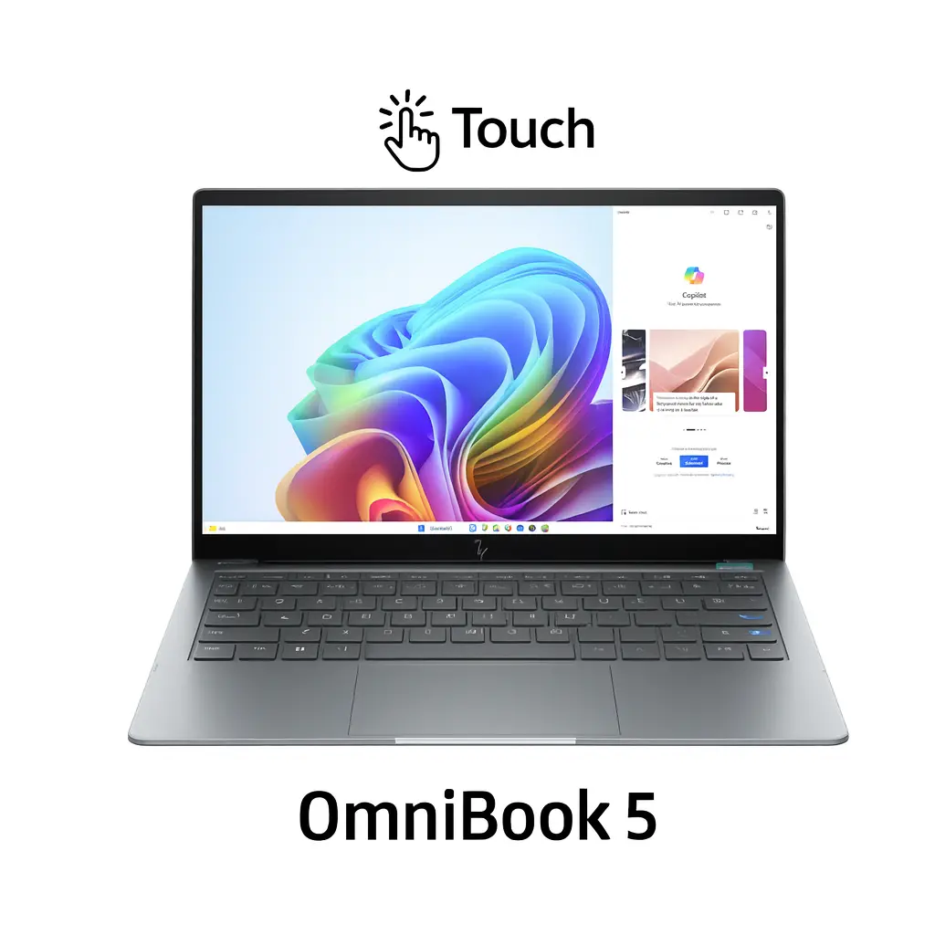 Hp Omnibook 5 Flip 14-Fp0023dx, Intel Core 7-150U, Ram 16Gb, Ssd 512Gb, Intel Arc 140V, 14.0 Inch Wuxga Fhd+ Ips Touch, Silver 1