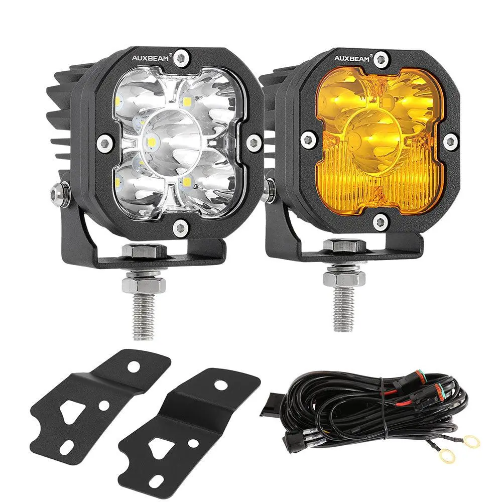 3 Inch 80W 9600Lm Led Pods Lights White&Yellow With A-Pillar Mounting Bracket For Ford Bronco 2/4 Door 2021 2022 1