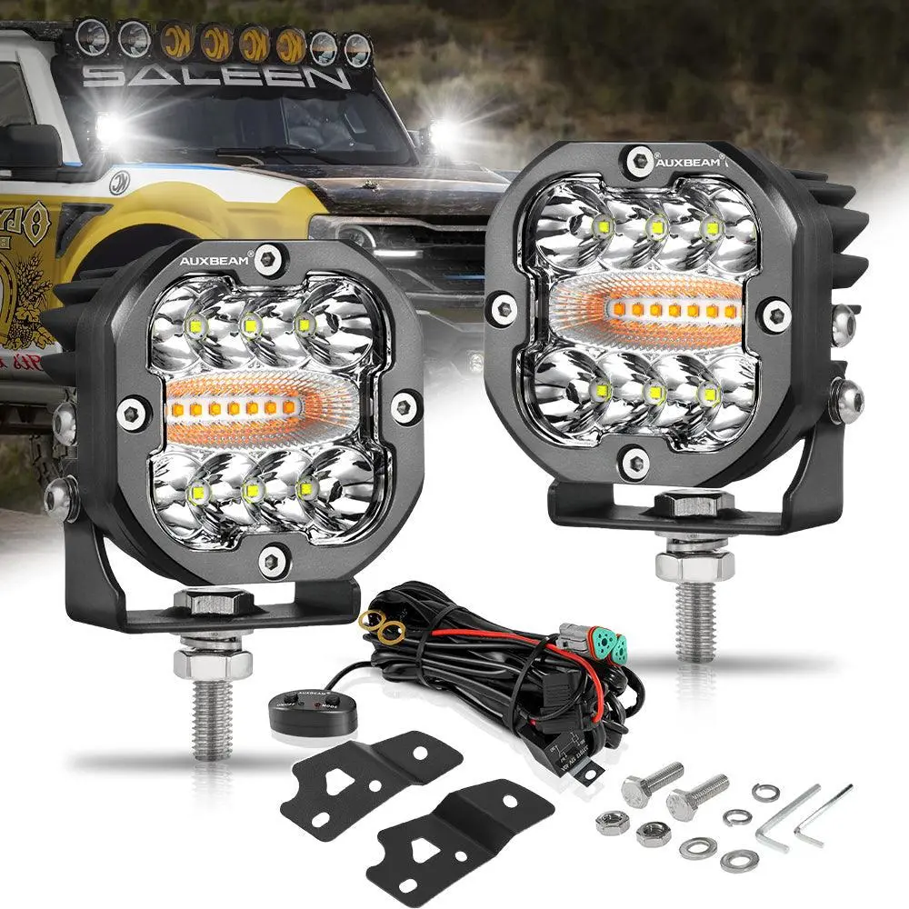 3 Inch 96W 9600Lm Led Pods 6 Modes Led Driving Light With A-Pillar Mounting Bracket For Ford Bronco 2/4 Door 2021 2022 1