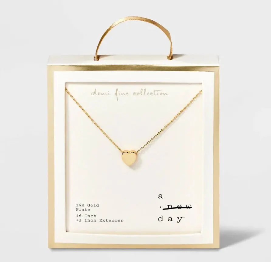Gold Plated Heart Slider Pendant Necklace 1