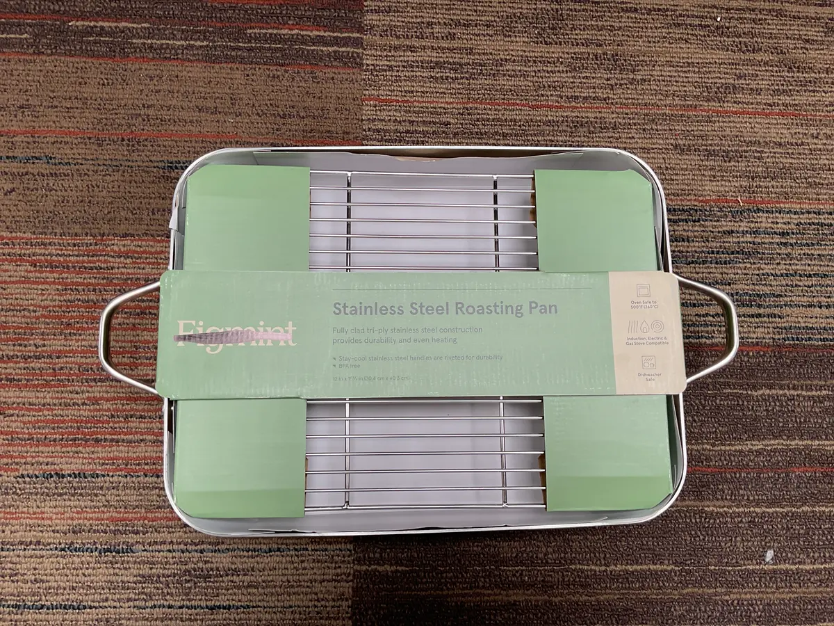 2Pc Stainless Steel Roaster With Wire Rack Silver 1